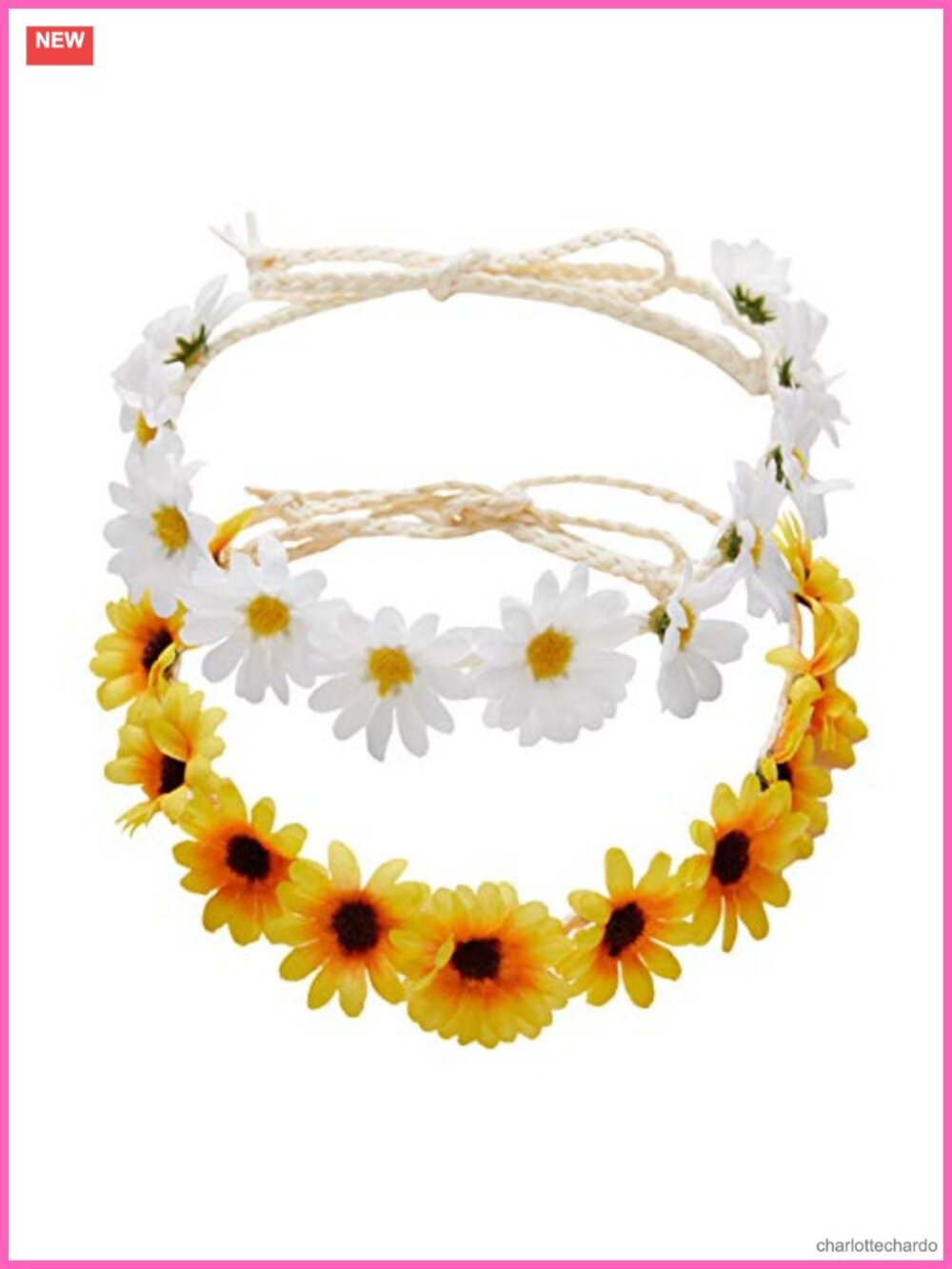 2Pcs Sunflower Floral Headband Festival Bridal Wreath Hair Decor